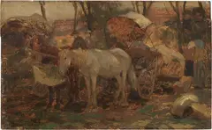 Il carico del fieno by Alphons Hollaender, oil on tavoletta, offered Apr 2022