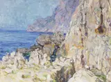 Plinio Nomellini, Scogliera, oil on canvas