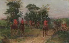 Scena di caccia by Giovanni Lessi, oil on cardboard, offered Apr 2022