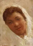 Cesare Ciani, Volto di fanciulla, oil on compensato