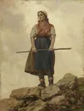 Tito Corbella, La pastora, oil on compensato