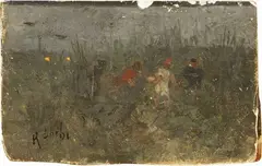 Notturno by Raffaello Sorbi, oil on tavoletta, offered Apr 2022