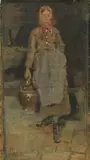 Contadina by Ruggero Panerai, 1885, oil on tavoletta, offered Apr 2022