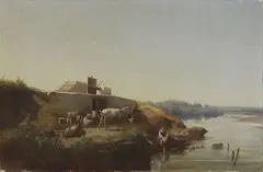 Pastorella con gregge by Andrea Markò, 1863, oil on canvas, offered Apr 2022