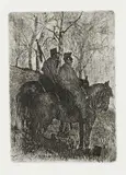 Giovanni Fattori, Vedetta di cavalleria, etching on zinco