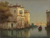 Marc Aldine, Veduta veneziana, oil on canvas
