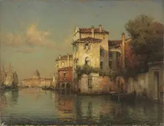 Veduta veneziana by Marc Aldine, oil on canvas applicata on tavoletta, offered Apr 2022