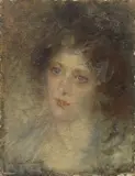 Adolfo Feragutti Visconti, Volto di donna, oil on canvas
