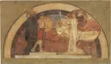 Giulio Bargellini, La Forza (Studio a un quarto dal vero per la lunetta a mosaico del propileo est del Vittoriano), 1913, mixed media on paper applicata on panel