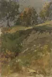 Augusto Corelli, Paesaggio di campagna, oil on canvas