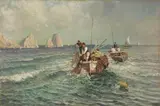 Attilio Pratella, Pescatori, oil on canvas