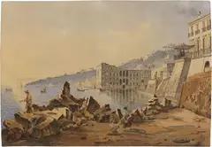 Giacinto Gigante, Sul mare, 1834, ink and watercolour on paper