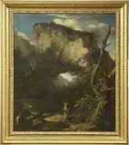 Pietro Montanini, Paesaggio fluviale con contadini