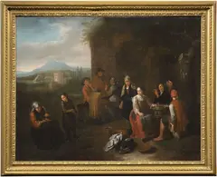 Norbert van Bloemen, Scena d'osteria in esterno, oil on canvas