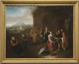 Norbert van Bloemen, Scena d'osteria in esterno, oil on canvas