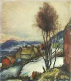 Giovanni Costetti, Paesaggio espressionista, 1936, oil on cardboard