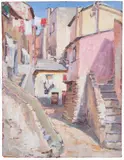 Carlo Vitale, I panni stesi, oil on compensato