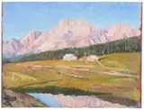 Carlo Vitale, Paesaggio montano, oil on compensato