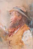 Aldo Affortunati, Ritratto, oil on card