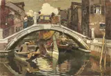 Vittore Zanetti Zilla, Ponte a Venezia, oil on cardboard