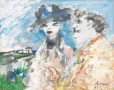 Figure by Mino Maccari, 1965, oil on canvas board, offered Feb 2022