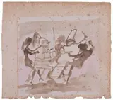 Mino Maccari, Pulcinella, gouache on paper