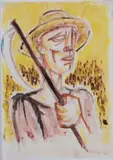 Giuseppe Migneco, Figura, watercolour on paper