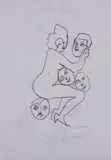 Mino Maccari, Le uova, charcoal on card