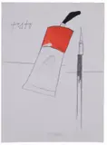 Emilio Tadini, Testo, pencil and acrylic on paper