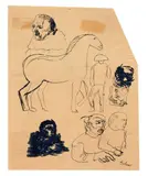 Mario Sironi, Figure e cavallo, ink on paper