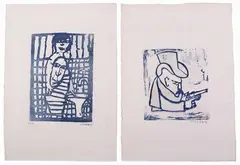 Due grafiche by Mino Maccari, A) Uomo con pistola, offered Feb 2022