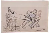 Mino Maccari, Il gioco, mixed media on paper