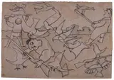 Mino Maccari, Cacciatori, watercolour and charcoal on paper