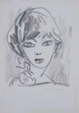 Mino Maccari, Volto di donna, pastel on card