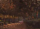 Guido Dolci, Veduta di parco, tempera on paper