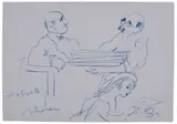 Mino Maccari, Il cliente, pastel on card