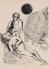 Carmelo Zotti, Senza titolo, 1954, ink and pastel on paper