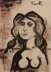 Figura by Fernando Farulli, gouache on paper, offered Feb 2022