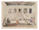 Pranzo di nozze by Gianni Vagnetti, watercolour on paper, offered Feb 2022