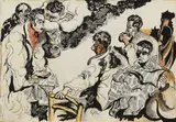 Renato Guttuso, Studio per «La discussione», inchiostro and watercolour on paper