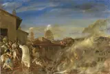 Pietro Annigoni, L'incendio, 1937, tempera grassa on canvas