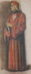 Dante Alighieri by Achille Funi, 1953, mixed media on paper, offered Dec 2021