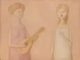 Antonio Bueno, Suonatrici, 1966, oil on faesite
