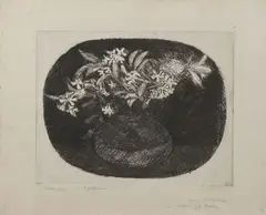 I gelsomini (Due ciclamini) by Luigi Bartolini, etching on paper India incollata, offered Dec 2021