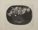 Luigi Bartolini, I gelsomini (Due ciclamini), etching on paper India incollata