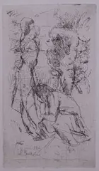 Figure by Luigi Bartolini, 1932, etching on paper India incollata, offered Dec 2021