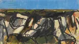 Ennio Morlotti, Rocce, pastel on paper applicata on canvas