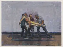 Bernardo Siciliano, Deposizione I, oil and pastel on paper
