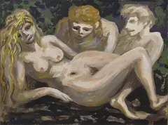 Nudo con figure by Carlo Levi, 1963, oil on card applicato on canvas, offered Dec 2021