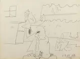 Valerio Adami, L'uccellino, 1964, pencil on paper